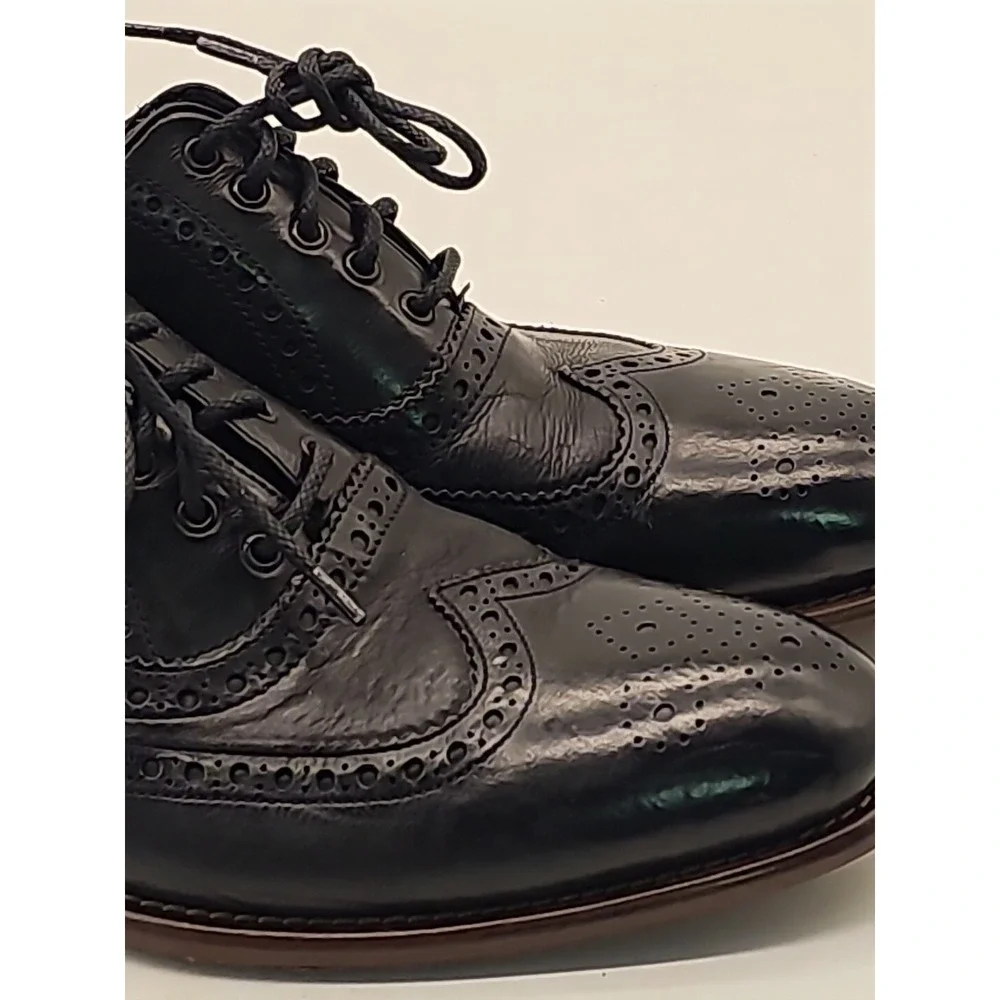 Johnston & Murphy JM 1850 Black Leather Wingtip Brogue Dress Shoes Men Sz 9M US